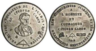 Médaille à l’effigie d’Étienne Cabet, 1848.