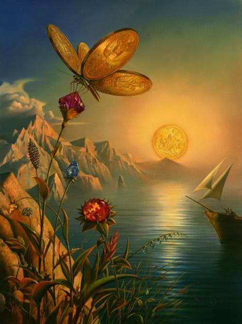 Vladimir Kush - Le Dieu Argent se lève sur le monde