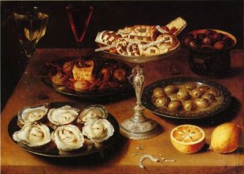 Osias Beert - Nature morte avec huîtres et pâtisserie, 1610